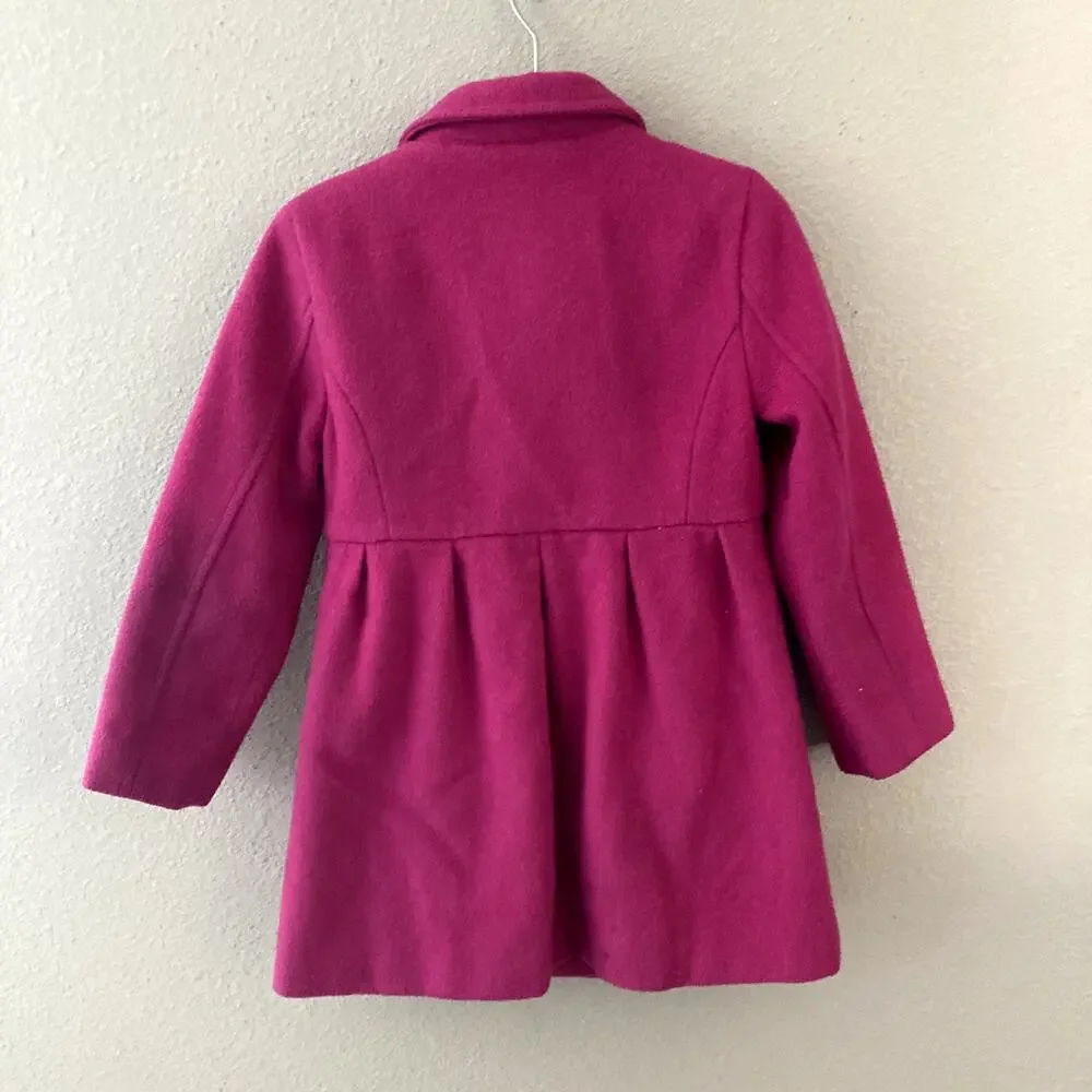 Gap Kids Solid Peacoat Wool Blend Fuchsia Petal Pink XS 4/5